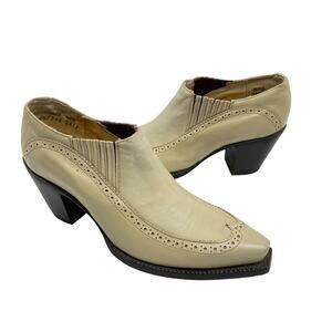 B&B Boots | Cream Leather Snip Toe Ankle Booties Made in Mexico